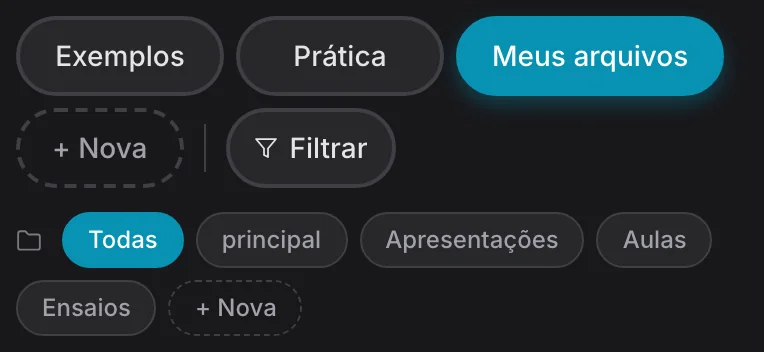 Biblioteca real com Meus arquivos selecionado e várias pastas locais