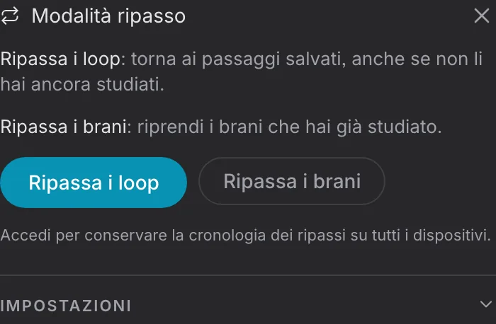 Scheda per ripassare loop e brani